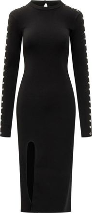 Stella McCartney Studded Knit Fitted Midi Dress - Dames - Casual kleedjes - Zwart - S - Polyester - Kleedjes