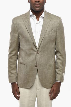 Corneliani CC COLLECTION Blazer Semifoderato in Misto Seta Herringbone Corneliani