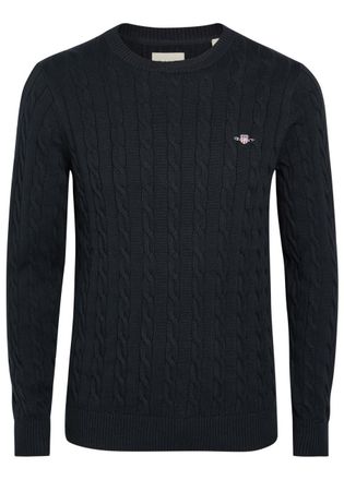 GANT Logo-embroidered Cable-knit Cotton Jumper - Navy - XL