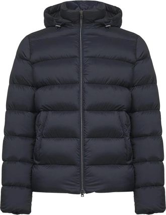 Herno Blauwe Donsjas met Afneembare Capuchon - Heren - Winterjassen - Blauw - 4XL - Nylon - Jassen