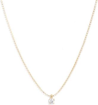 Nordstrom Cubic Zirconia Pendant Tennis Necklace in Clear- Gold at Nordstrom
