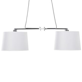 Beliani L&aacute;mpara De Techo 2 Luces Blanca Base De Metal Pantalla De Poli&eacute;ster Moderna Fucino