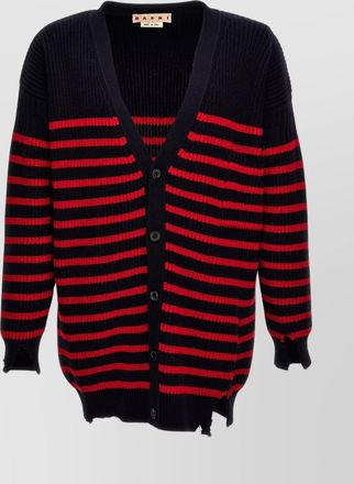 Marni distressed striped knit cardigan