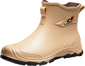 Generic Womens Deck Boots Lightweight Slip-On Water Shoes Waterproof Ankle Rain Boots for Fishing Gardening Boating Camping Sailing (Yellow, 6.5)