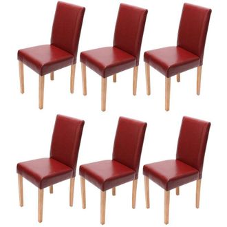 Hhg Hhg - Nunca Usado] Juego De 6 Sillas De Comedor Silla De Cocina Littau, Cuero, Rojo, Patas Claras