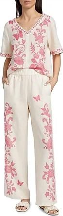 Johnny Was Alycia Linen Pant In Ecru