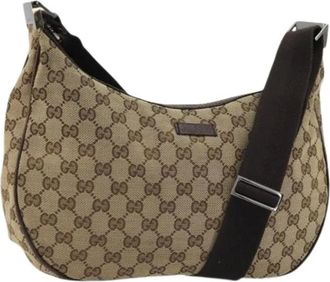 Gucci Pre-owned Cross Body Bags, female, Beige, Size: ONE SIZE Pre-owned Vintage GG Canvas Shoulder Bag