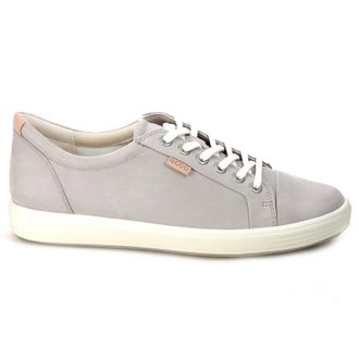 Ecco Ecco Soft 7 430003 Leather Womens Low Top Trainers - Grey Rose - Size:UK 5-5.5