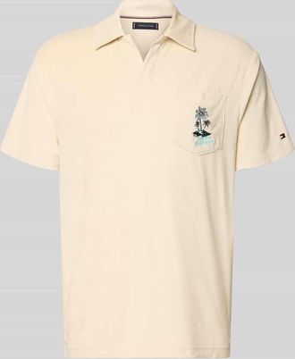 Tommy Hilfiger Regular Fit Poloshirt aus Frottee in Beige, Gr&ouml;&szlig;e XXL