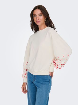 Only ONLBROOKE L/S O-NECK FLOWER SWT, Baumwollmischung, regular fit