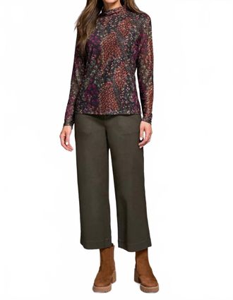 Tribal Margot Mesh Turtleneck Top In Plumwine