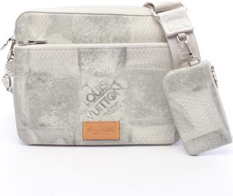 Louis Vuitton Gray Coated Canvas Leather Handbag Shoulder Bag (Pre-Owned)