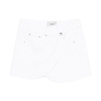 Coperni Denim Skirts, female, White, Size: XS Studded Overlap Mini Skirt