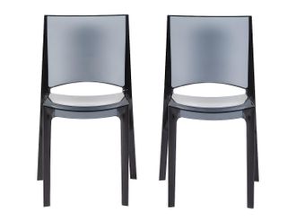 Vente-Unique Conjunto de 2 sillas apilables HELLY - Policarbonato pleno - Gris oscuro