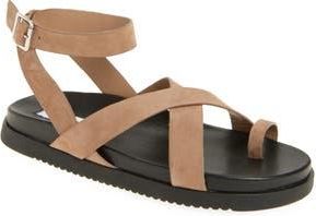 Steve Madden Mira Ankle Strap Platform Sandal in Taupe Nubuck at Nordstrom Rack, Size 10