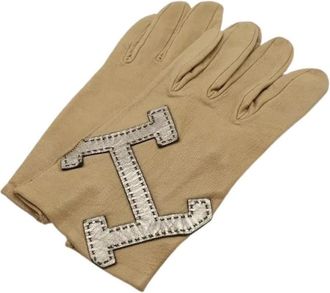 Herm&egrave;s Pre-owned Accessories, female, Beige, Size: ONE SIZE Pre-owned H Logo Lambskin Gloves