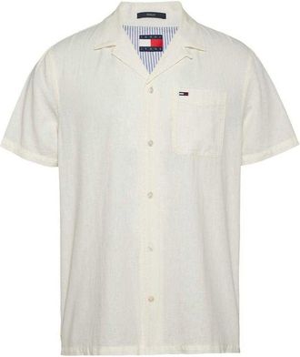 Tommy Jeans Herenoverhemd met logo op de zak (Ecru)
