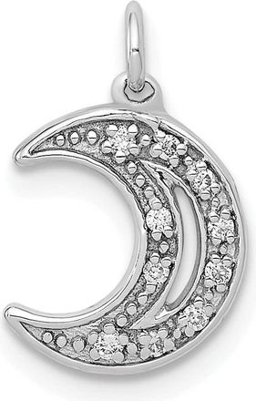 Diamond2Deal 14k White Gold Diamond Moon Charm Pendant