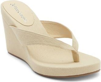 Jeffrey Campbell Liezel Platform Wedge Flip Flop in Beige Canvas at Nordstrom, Size 7.5