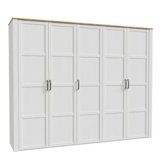 Furniture To Go Bohol 5 Door Wardrobe in Riviera Oak/White in White