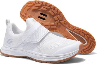 Generic Women Comfortable Spinning Cycling Shoes - Unisex Breathable Indoor Outdoor Mountain Bike Cycling Shoes Compatible SPD (White,7.5)