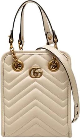 Gucci Pre-owned Mini Quilted Satchel - Dames - Vintage Mini Tas - Beige - ONE Size - Leer - Vintage