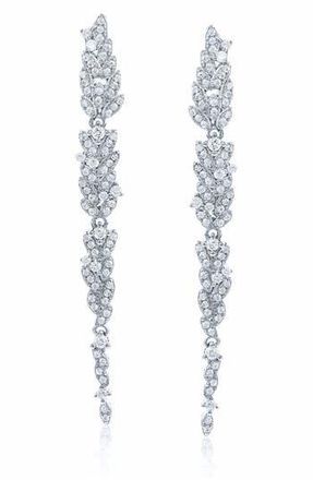 Suzy Levian Cubic Zirconia Leaf Drop Earrings in White at Nordstrom Rack
