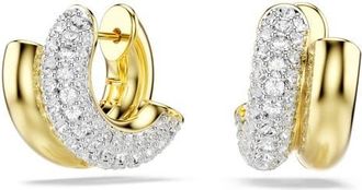 Swarovski Dextera Front/Back Hoop Earrings in White/Gold at Nordstrom