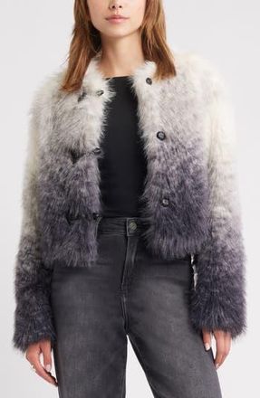 Open Edit Ombr&eacute; Faux Fur Jacket in Grey Ombre at Nordstrom Rack, Size Medium