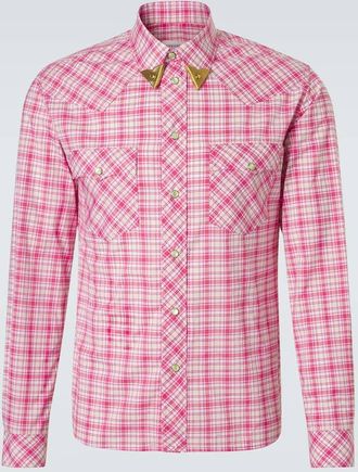 Versace Checked cotton poplin shirt