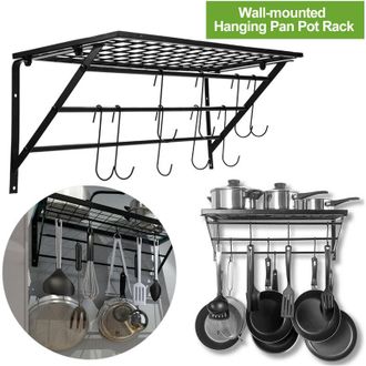 Elle Estante Industrial Para Ollas Ej.life, Estante De Cocina Con 10 Ganchos, Estante Colgante Para Utensilios Montado En La Pared, Soporte Para Ollas De A
