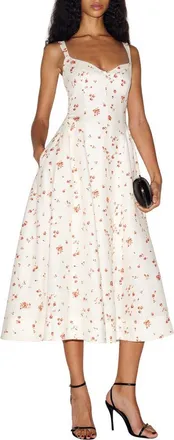 Reformation Birdie Floral Linen Midi Dress in Lovie at Nordstrom, Size 0
