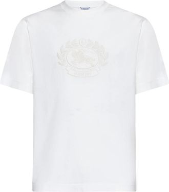 Burberry T-shirt met ronde hals en geborduurd logo - Heren - T-shirts - Wit - S - Katoen - Tops