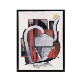 Artery8 Industrial Machinery Cubist Painting Demuth Framed Canvas Wall Art in White | Size: W24 x H32