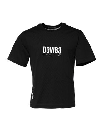 Dolce & Gabbana Mens Black Dg Vib3 Print Cotton Crew Neck T-Shirt