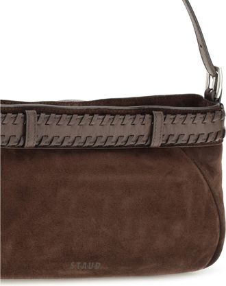 Staud Womens Shoulder Bag Brooklyn Espresso Lamb Leather