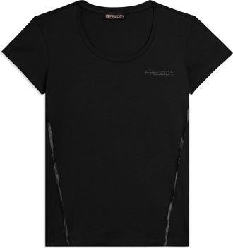 Freddy T-shirt Manica Corta con Logo FREDDY e Inserti Elastici