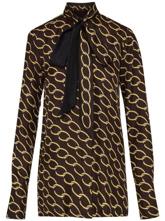 Oscar De La Renta Blusa Oscar con catena - Marrone