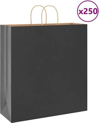 vidaXL Bolsas De Papel Con Asas 250 Uds Negra 45x17x48 Cm Vidaxl