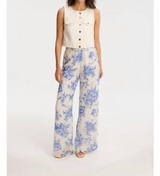 Allison Meli Wide Leg Pants In Blue Floral
