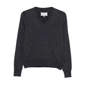 Maison Margiela V-neck Jumper - female - Maison Margiela - V-neck Knitwear - Blue - L - Knitwear