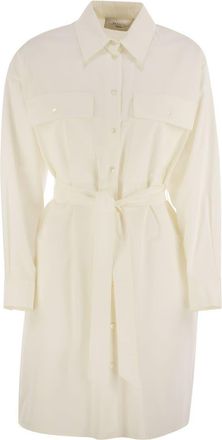 Max Mara Womens Balocco - Poplin Chemise Dress - Ivory Cotton - Size EU 44 (Womens)