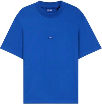 HUGO BOSS Blauw Logo Katoenen T-Shirt Regular Fit - Heren - T-shirts - Blauw - L - Katoen - Tops