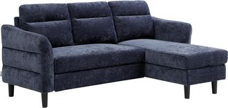 Vente-Unique Divano Letto Angolare Reversibile In Tessuto Testurizzato Blu Notte - Vanersi