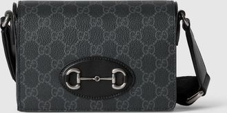 Gucci Horsebit 1955 Mini Bag, Black, GG Canvas