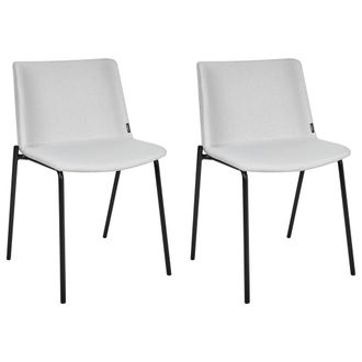 Beliani Beliani - Conjunto De 2 Sillas De Comedor Elegantes Tapizadas En Tela De Poli&eacute;ster Patas De Metal Gris Claro Esbon