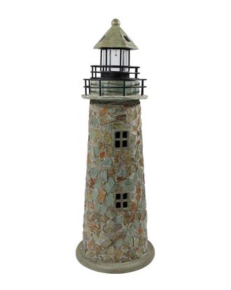 Sunnydaze Outdoor Garden Solar Led Cobblestone Lighthouse Statue Decor