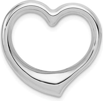 Diamond2Deal 14k White Gold Floating Heart Hollow Chain Slide