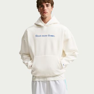 Nike Mens Caitlin Clark Standard Issue Therma-FIT Brushed Basketball Pullover Hoodie in White | JA1566-133
