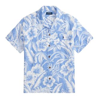 Ralph Lauren Short Sleeve Shirts, male, Blue, Size: XL Tropical Print Shirt